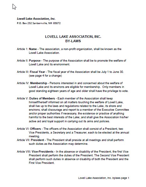 Association By-Laws Page 1