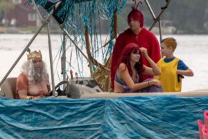 3rd Place Entry in 2022 Lovell Lake Boat Parade from the Boucher family with "Little Mermaid".